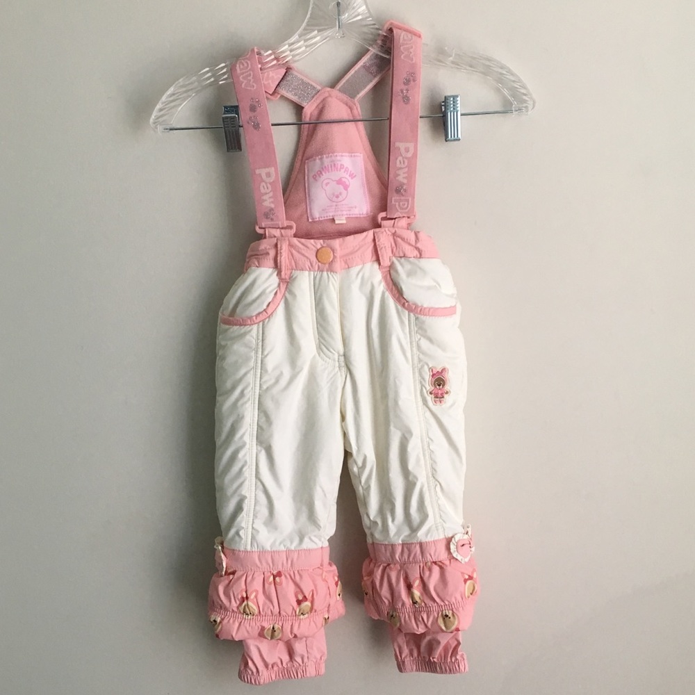 Paw in Paw Adorable Snow Bib Overalls Pink/Cream